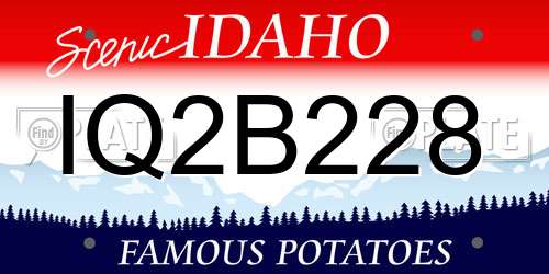 IQ2B228 Idaho License Plate