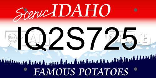 IQ2S725 Idaho License Plate