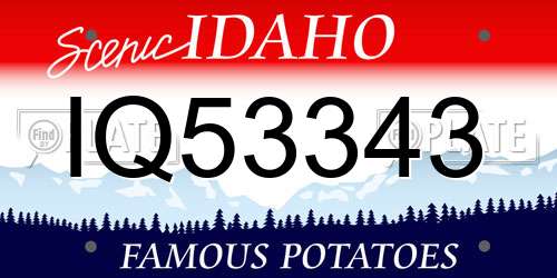 IQ53343 Idaho License Plate
