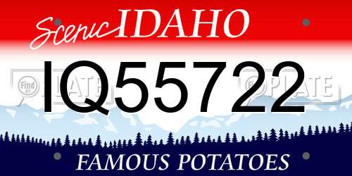IQ55722 Idaho License Plate
