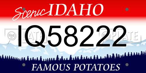 IQ58222 Idaho License Plate