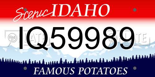IQ59989 Idaho License Plate