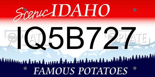 IQ5B727 Idaho License Plate