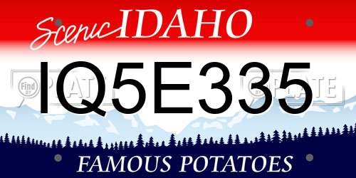 IQ5E335 Idaho License Plate