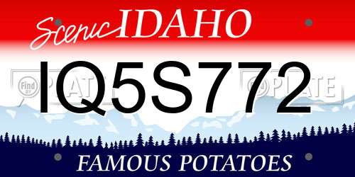 IQ5S772 Idaho License Plate