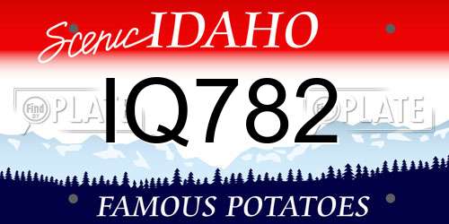 IQ782 Idaho License Plate