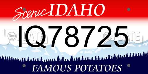 IQ78725 Idaho License Plate