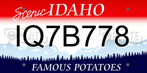 IQ7B778 Idaho License Plate