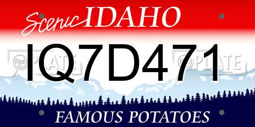 IQ7D471 Idaho License Plate