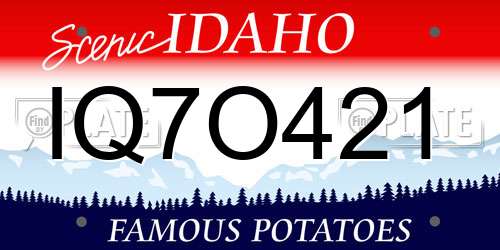 IQ7O421 Idaho License Plate