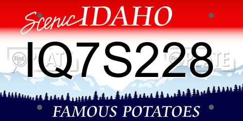 IQ7S228 Idaho License Plate