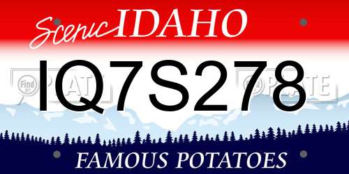 IQ7S278 Idaho License Plate