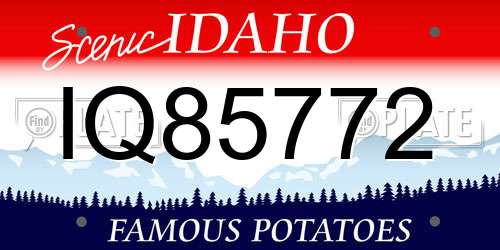 IQ85772 Idaho License Plate