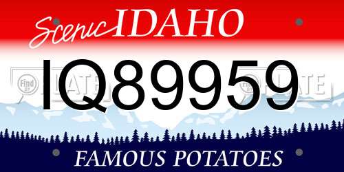 IQ89959 Idaho License Plate