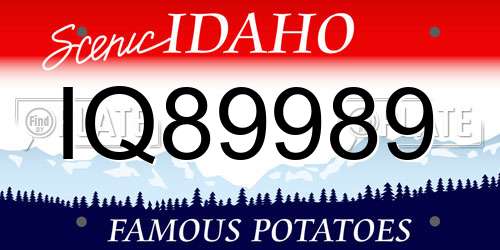 IQ89989 Idaho License Plate