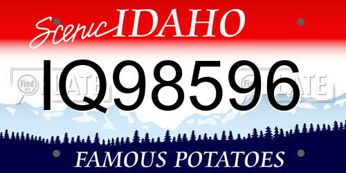 IQ98596 Idaho License Plate