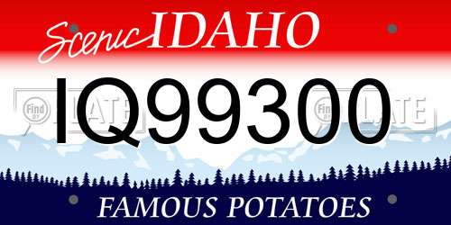 IQ99300 Idaho License Plate