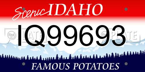 IQ99693 Idaho License Plate