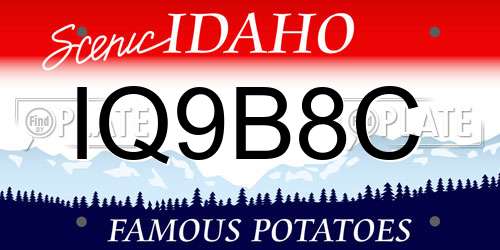 IQ9B8C Idaho License Plate