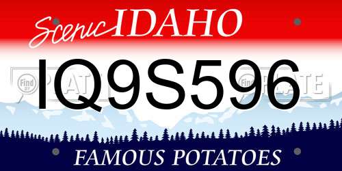 IQ9S596 Idaho License Plate