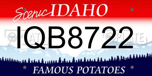 IQB8722 Idaho License Plate