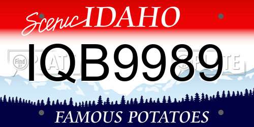 IQB9989 Idaho License Plate