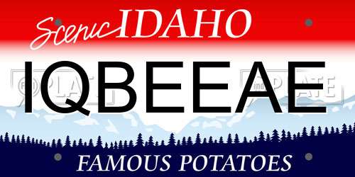 IQBEEAE Idaho License Plate
