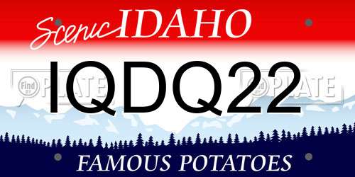 IQDQ22 Idaho License Plate