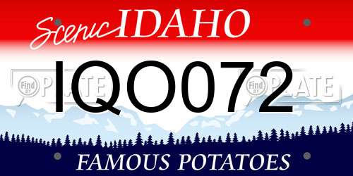 IQO072 Idaho License Plate