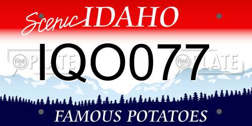 IQO077 Idaho License Plate