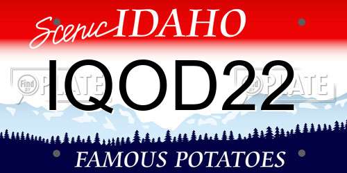 IQOD22 Idaho License Plate