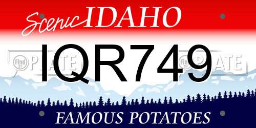 IQR749 Idaho License Plate