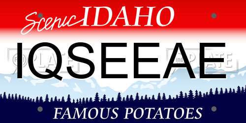 IQSEEAE Idaho License Plate