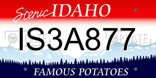 IS3A877 Idaho License Plate
