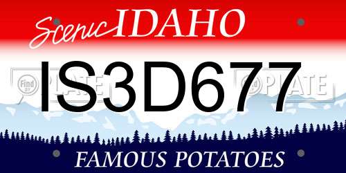 IS3D677 Idaho License Plate