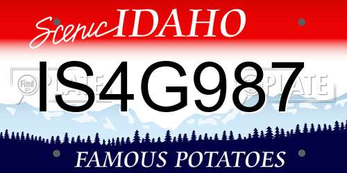 IS4G987 Idaho License Plate