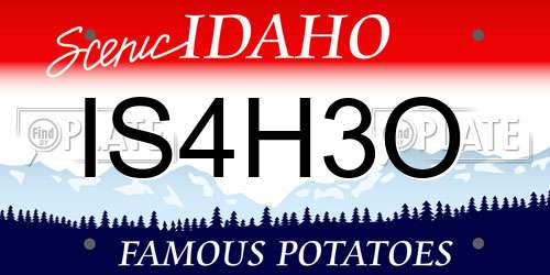 IS4H3O Idaho License Plate