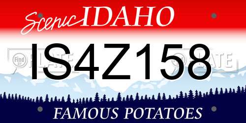 IS4Z158 Idaho License Plate