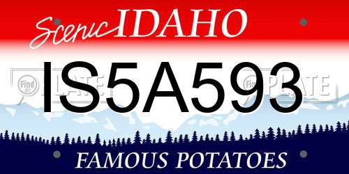 IS5A593 Idaho License Plate