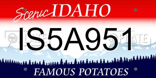 IS5A951 Idaho License Plate