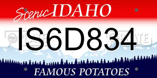 IS6D834 Idaho License Plate