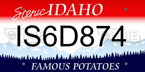 IS6D874 Idaho License Plate