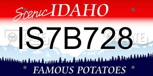 IS7B728 Idaho License Plate