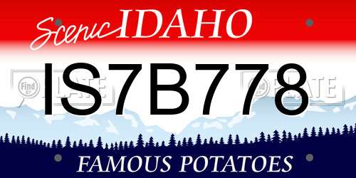 IS7B778 Idaho License Plate