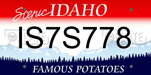 IS7S778 Idaho License Plate