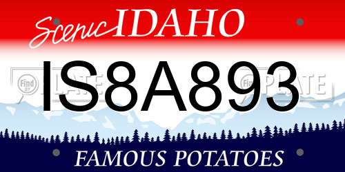 IS8A893 Idaho License Plate