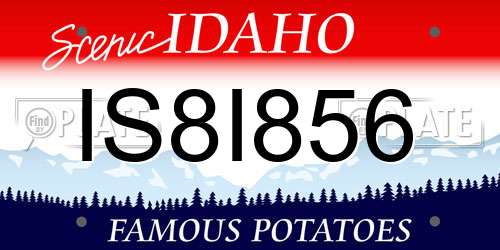 IS8I856 Idaho License Plate