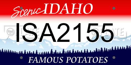 ISA2155 Idaho License Plate