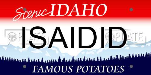 ISAIDID Idaho License Plate