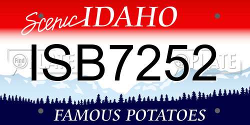 ISB7252 Idaho License Plate